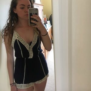 Blue lace romper